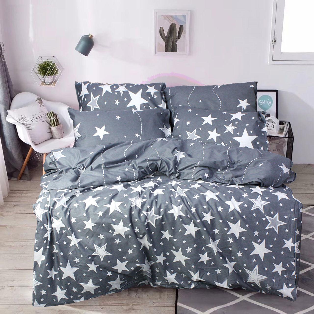 Комплект постільної білизни Еней-плюс С0231 полуторний Сірий/Білий (158751) - фото 1