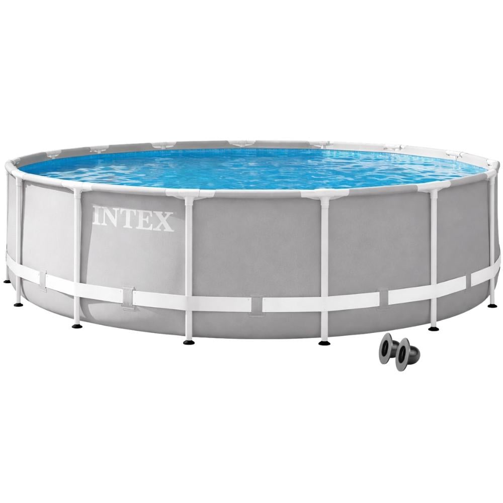 Басейн каркасний круглий для дому Intex 26724-0 Prism Frame 457х107 см Сірий (147-9-26724-0)