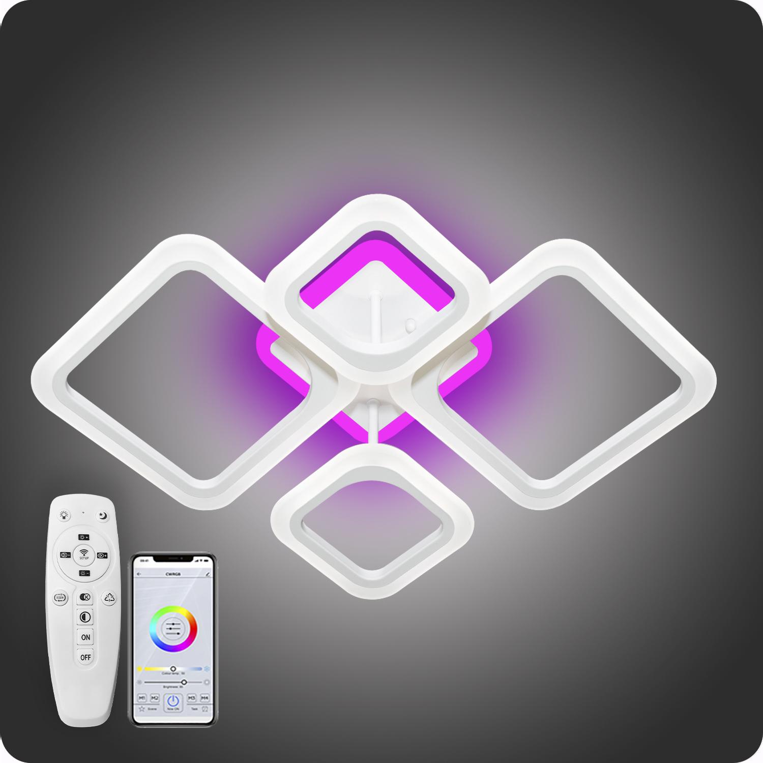 Люстра світлодіодна 517 Dlight 3color з пультом 80 Вт Білий (02070) - фото 4