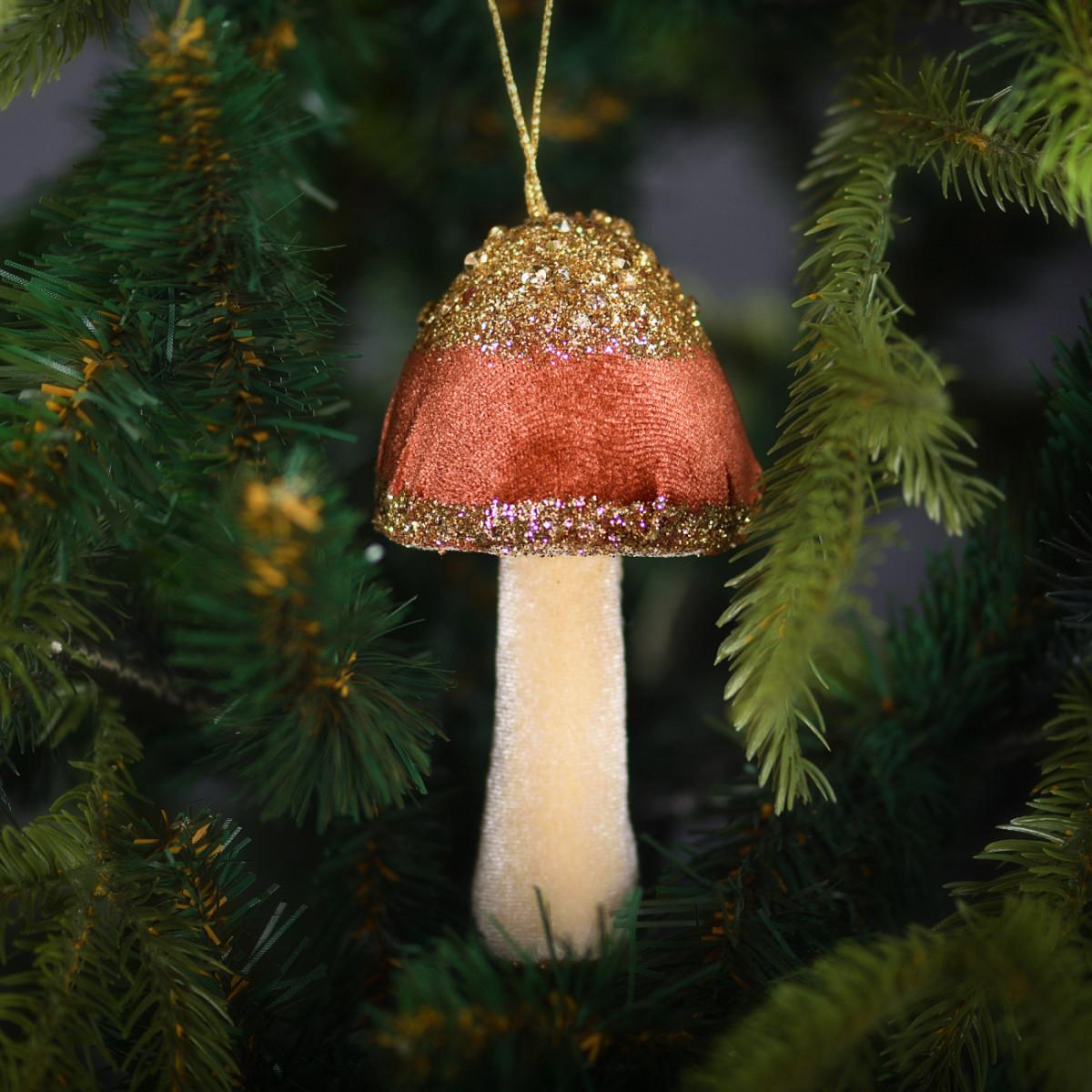 Игрушка на елку Гриб 13 см Бронзовый (TY-5-R-317)