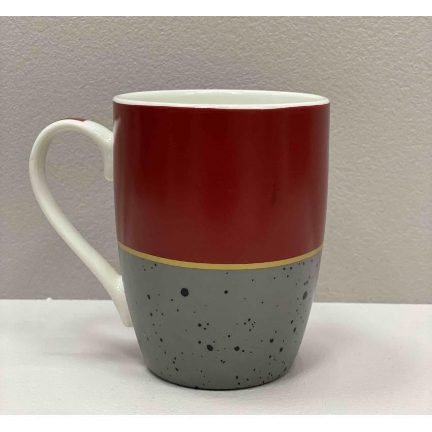 Чашка S&T 2091-16 Мрамор фарфоровый 340 мл Красный с серым