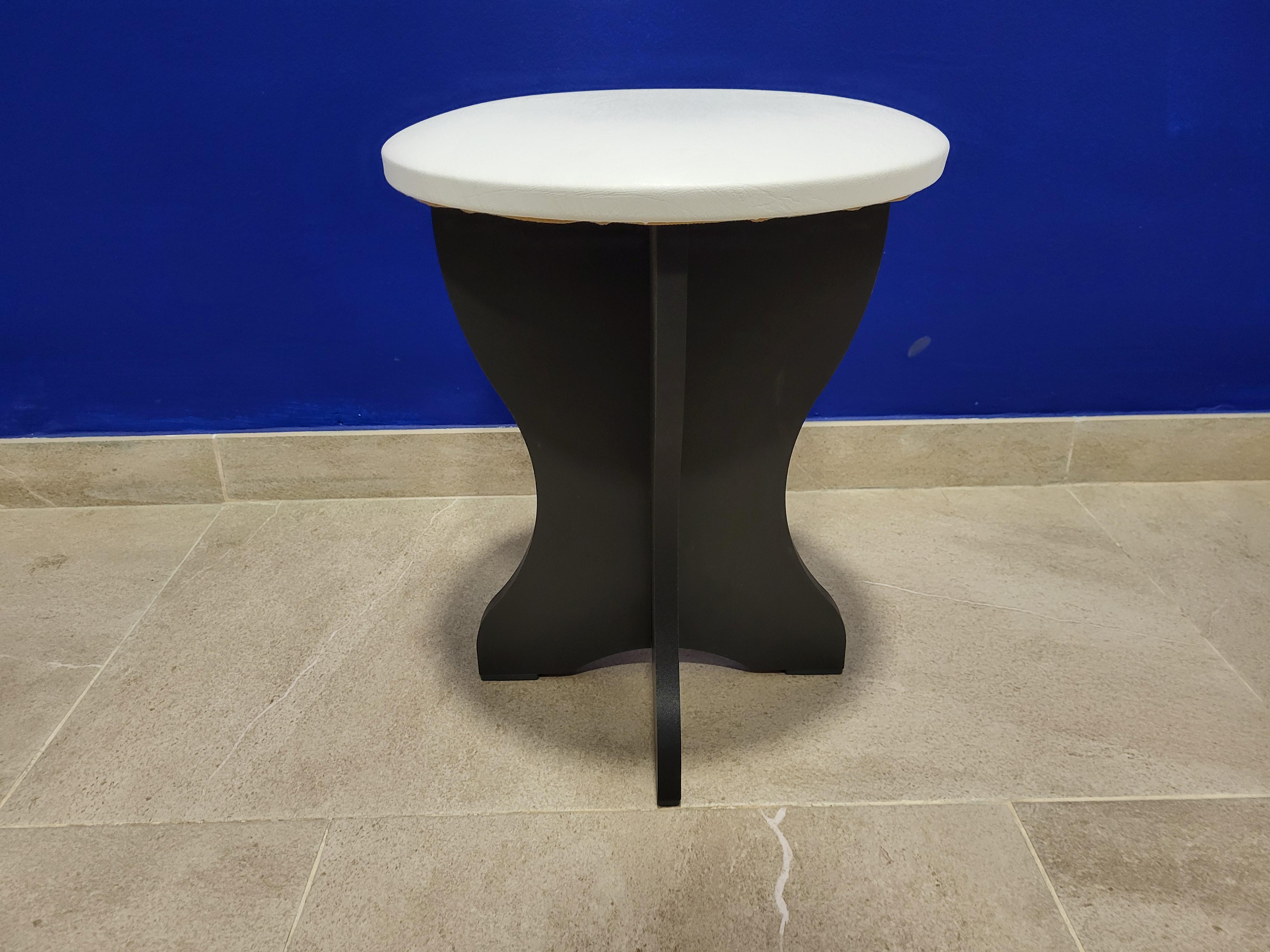 Табурет круглый Боярин ДСП/экокожа 35х35х42 см Антрацит/Белый (T-A-EB)