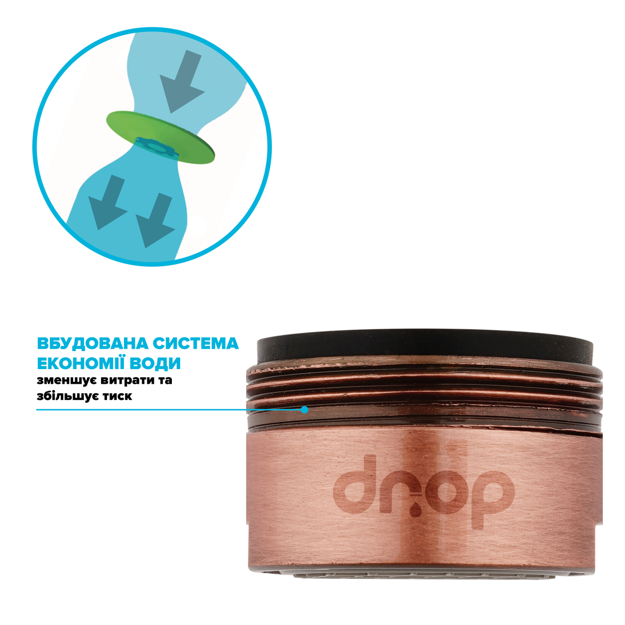 Аератор водозберігаючий Drop CL24-CPR для змішувача (24237564) - фото 3 Аератор водозберігаючий Drop CL24-CPR для змішувача (24237564) - фото 3