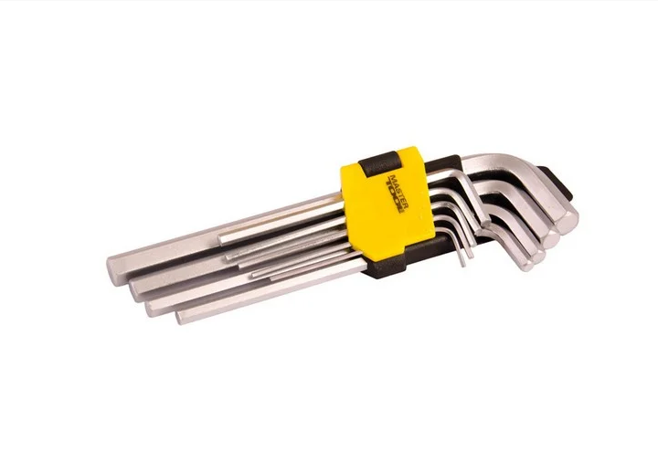 Ключі шестигранні Mastertool набір 9 шт.CrV видовжені 1,5-10 мм 74-172 мм