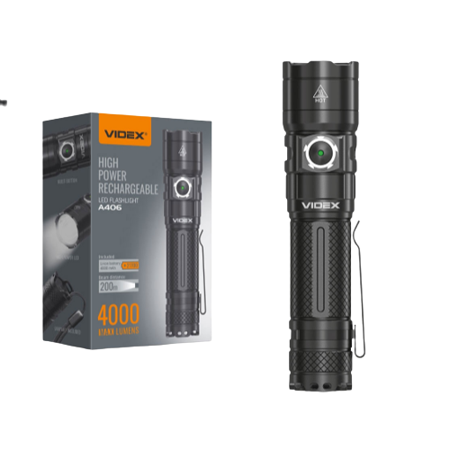 Ліхтарик портативний Videx VLF-A406 LED 4000Lm 6500К Чорний