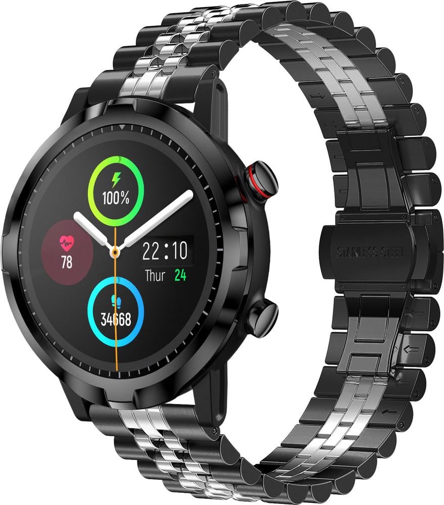 Браслет металлический Stech Line для Haylou Smart Watch RT LS05S Black Silver (29156-03)