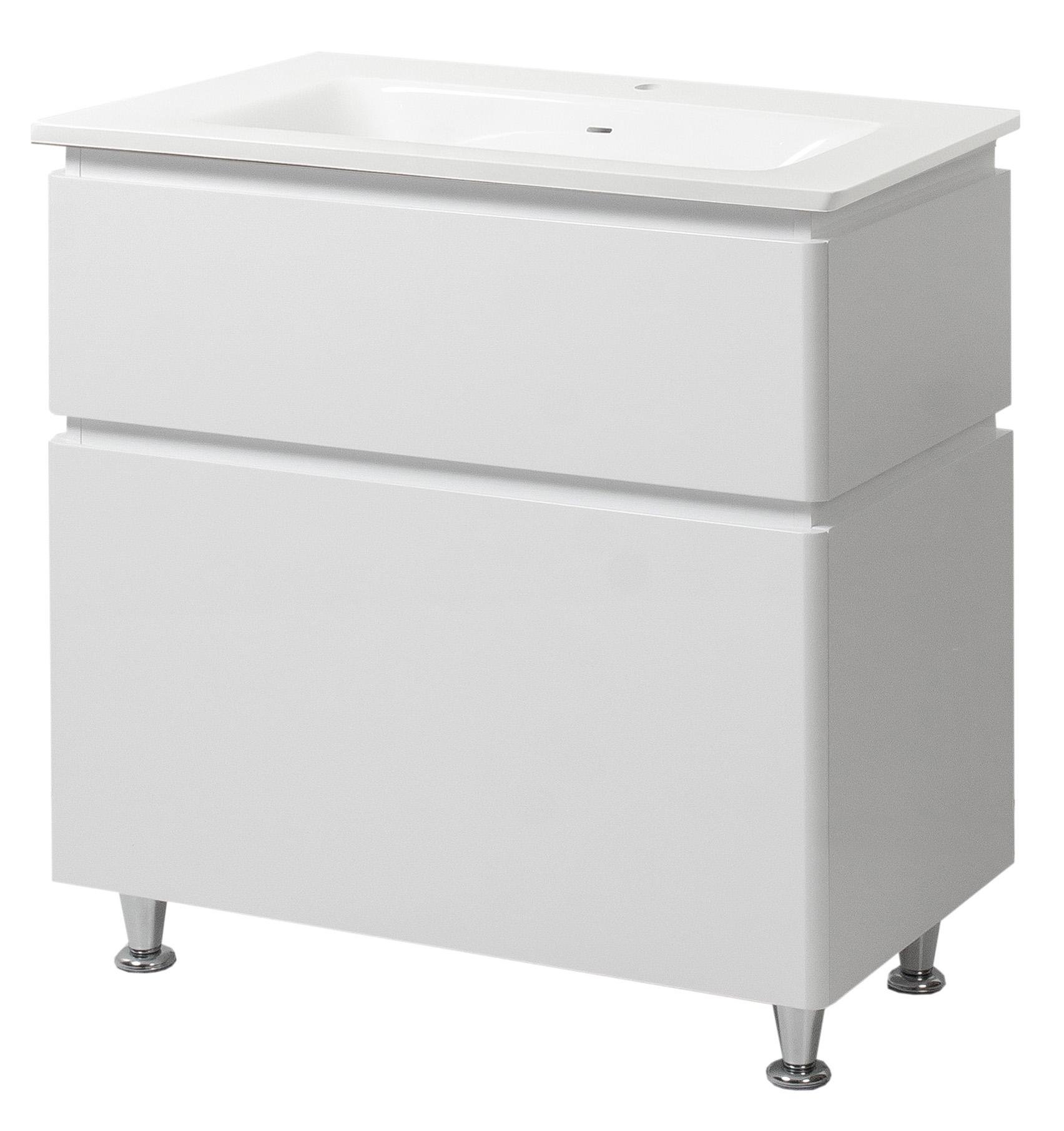 Тумба ЮВВИС Лион ТНБ-2 Д с умывальником Квадро 100 см Белый (UVV020)