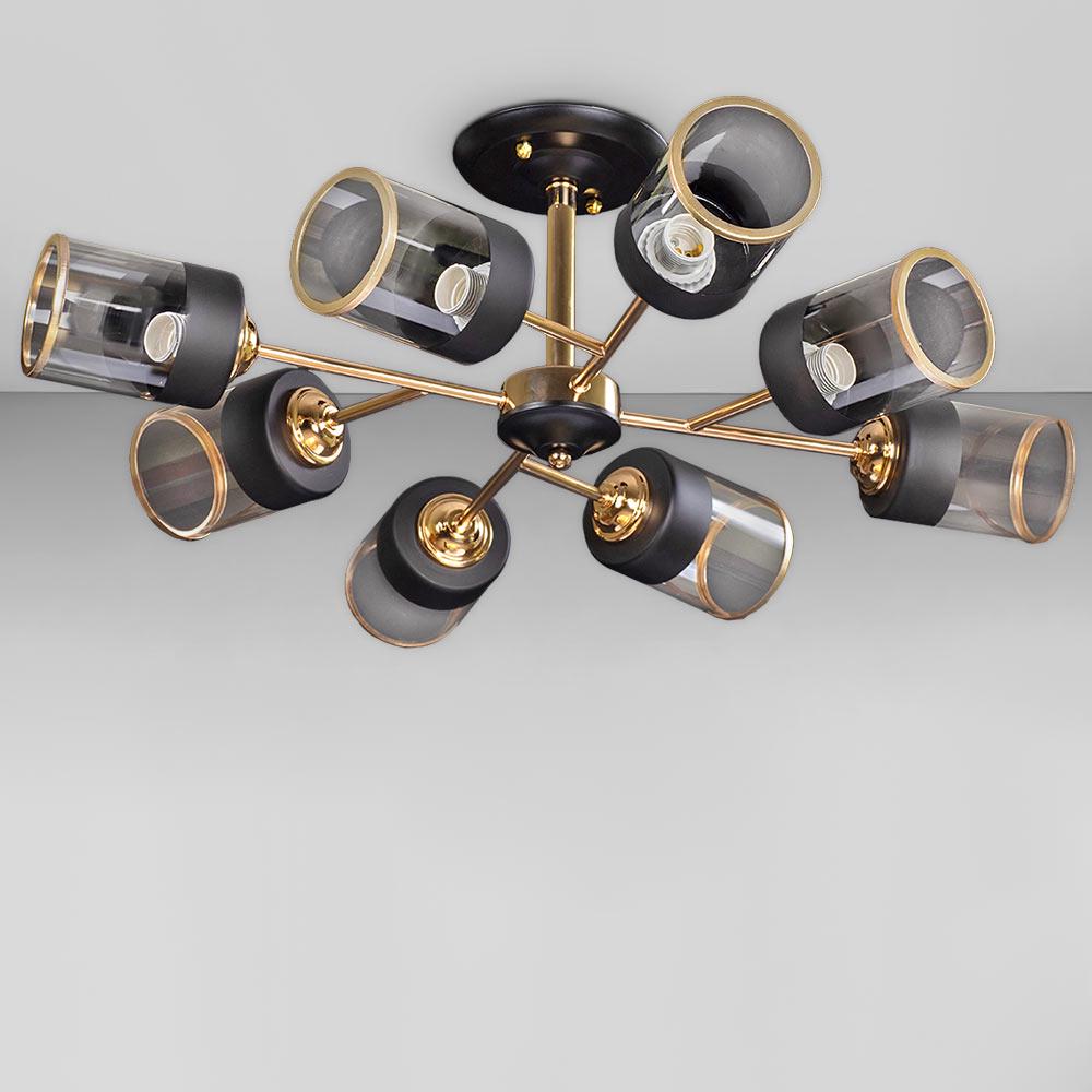 Люстра потолочная лофт Light House ZX-18608-8 FGD 680х680х220 мм Черный с золотом