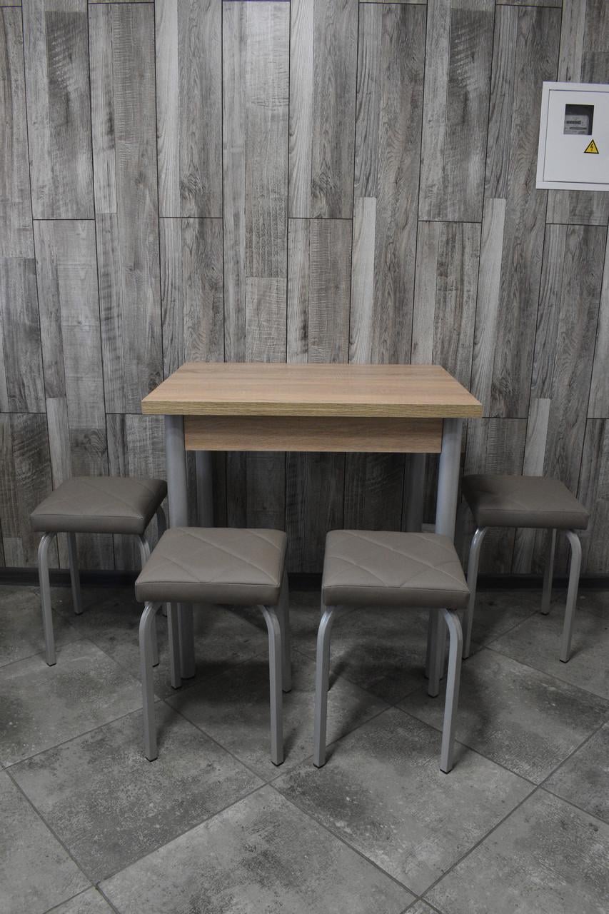 Кухонний комплект Оскар стіл розкладний/табурети 4 шт. Tutti Lux 60х80/80х120х75 см Дуб Сонома/Сірий (28374848)