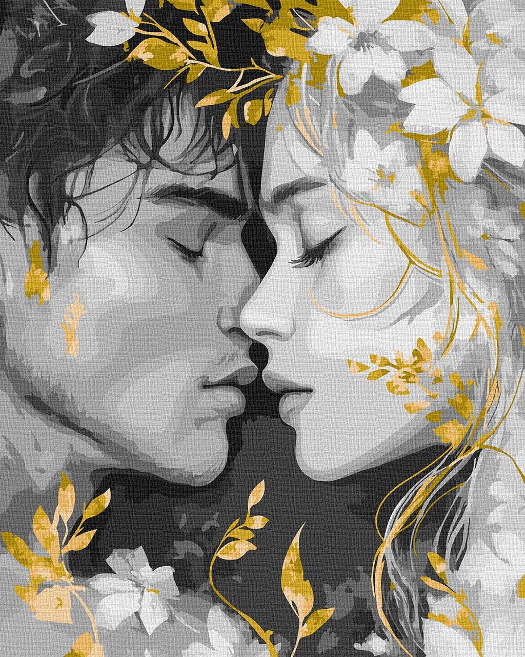 Картина за номерами Ideyka Поцілунок з фарбами металік 40х50 см