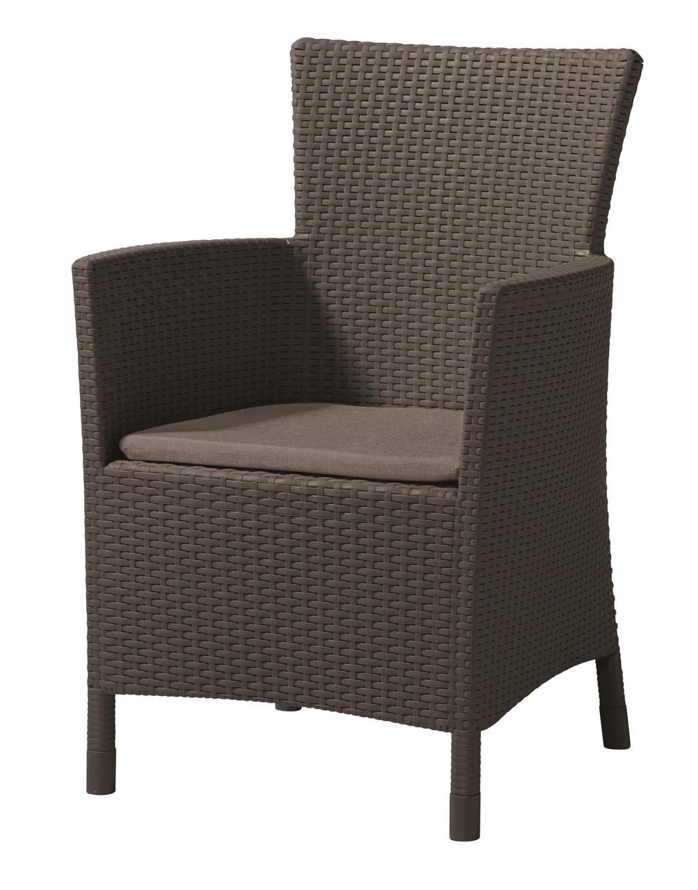 Кресло садовое плетеное Keter Iowa пластиковое с подлокотниками 62х60х89 см Brown (CNT00012599)