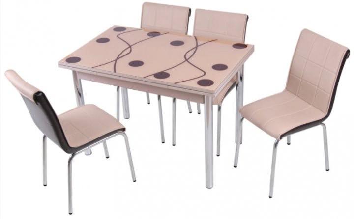 Комплект обідніх меблів Cappucino стіл ДСП/загартоване скло/4 стільці