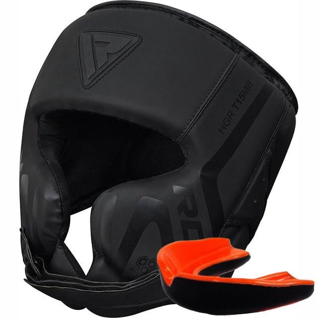 Боксерский шлем с капой RDX T15 Noir Cheek Protector XL Matte Black (24993793)