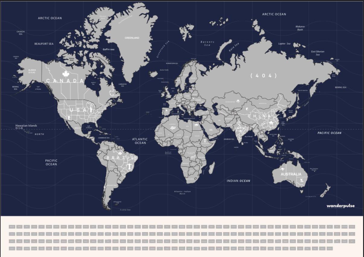 Скретч-карта світу WanderPulse 690×480 мм Скретч-карта світу WanderPulse 690×480 мм