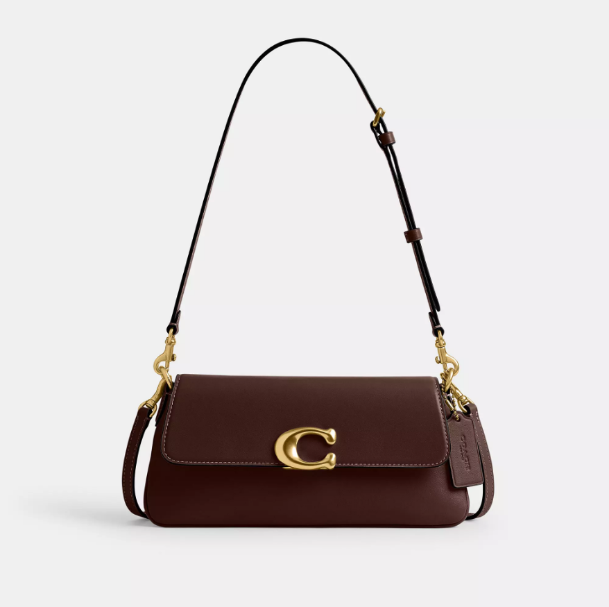 Женская сумка кожаная Coach Jet Shoulder Bag Brass/Maple