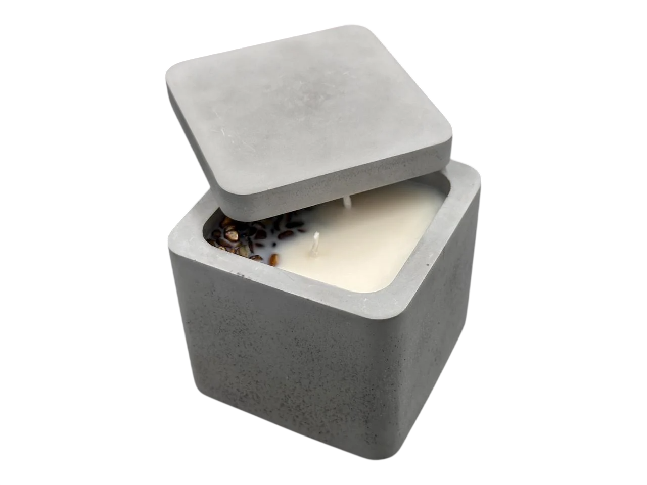 Свеча ароматическая Погода в гипсовом кашпо с двумя фитилями 8,5х8,5х8,5 см Серый (SVB-150)