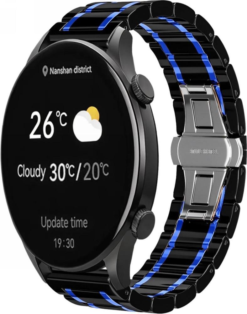 Ремешок керамический Ceramo для Haylou Solar Plus RT3 LS16 Black Blue (40697-43)