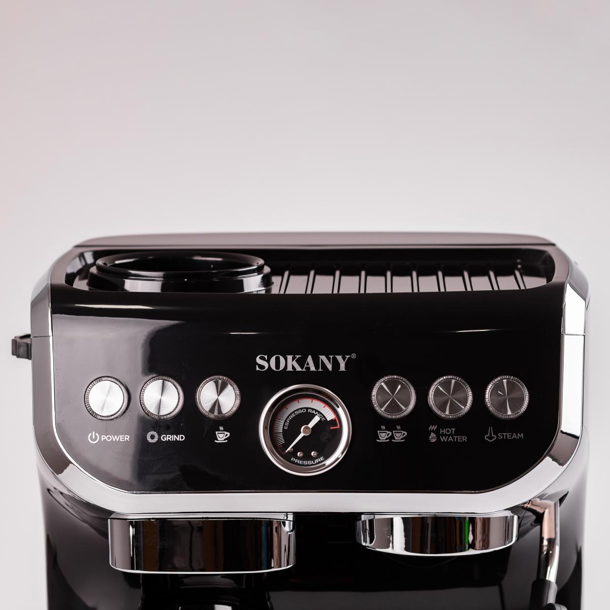 ᐉ Кофемашина рожковая Sokany SK-6866 с капучинатором и кофемолкой 2 л ...
