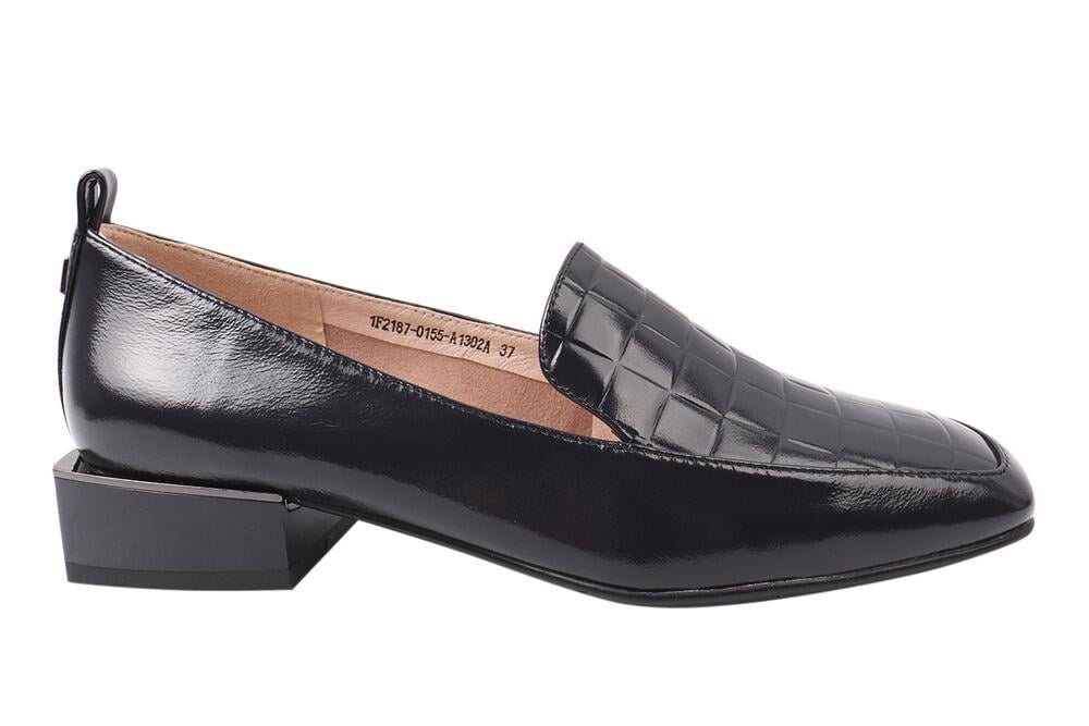 Туфлі жіночі Molka зі шкіри на низькому ходу р. 39 Чорний (153-21DTC)