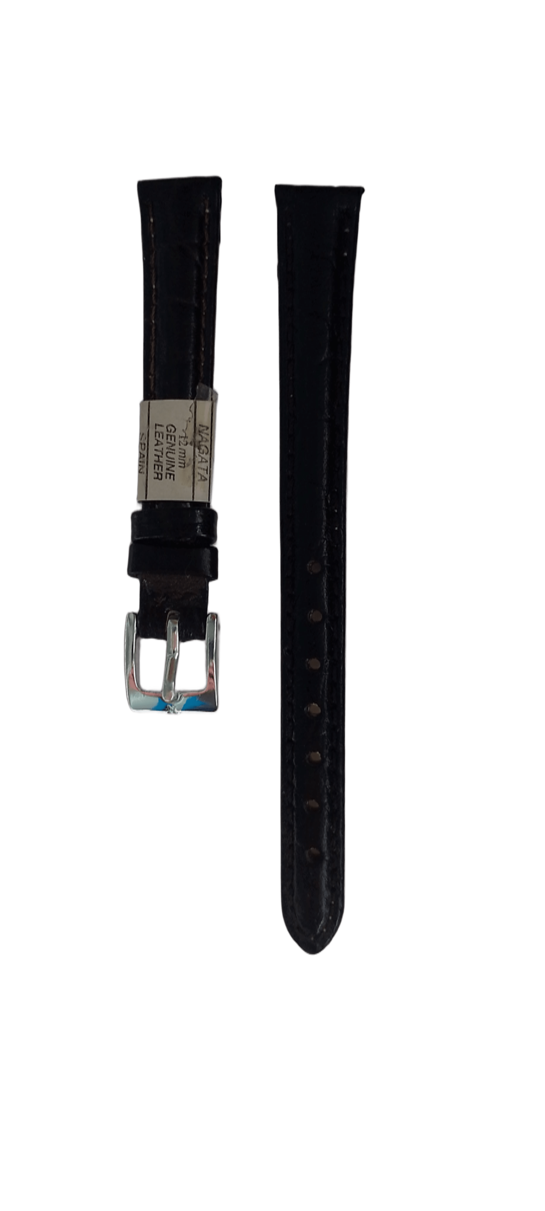 Ремешок для часов кожаный крокодил 12х165 мм Коричневый (2450С)