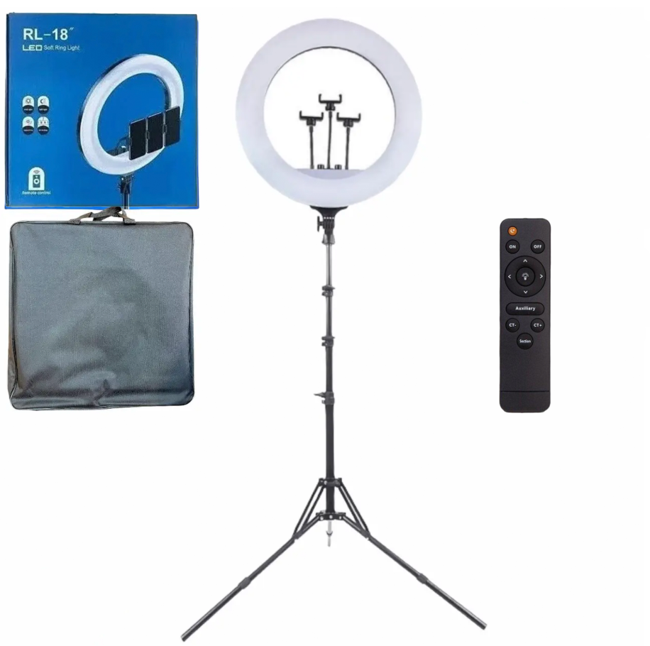 Кольцевая лампа RL-18 LED 54 см 55 Вт с держателями для телефона/пультом/чехлом/штативом 2 м (Е500125)