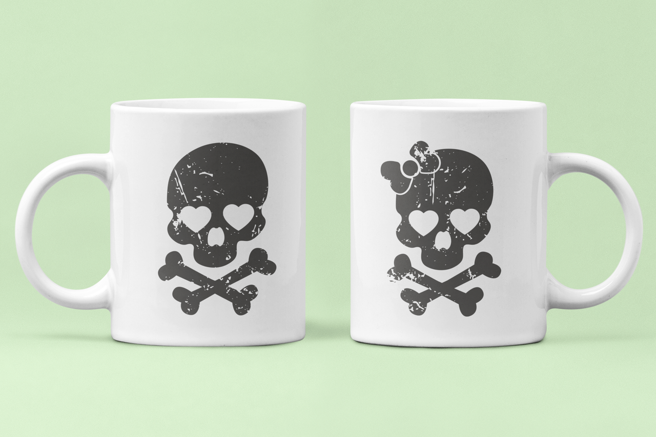 Чашки парные Череп Он и Она для влюбленных 330 мл Белый (ВЛ81Ч)