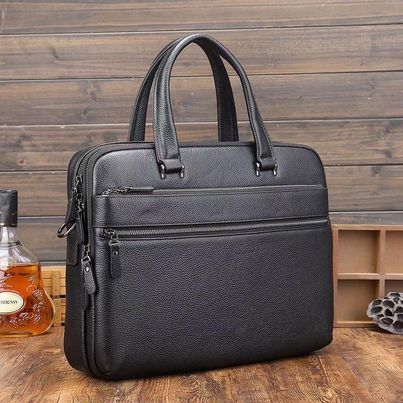 Портфель мужской для документов и ноутбука Qvant кожаный Черный (252311)