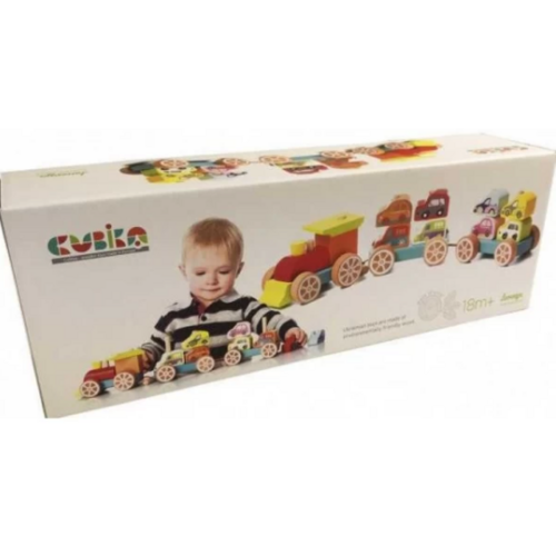 Дерев'яна іграшка Cubika Поїзд із машинками 14 дет. (13999)