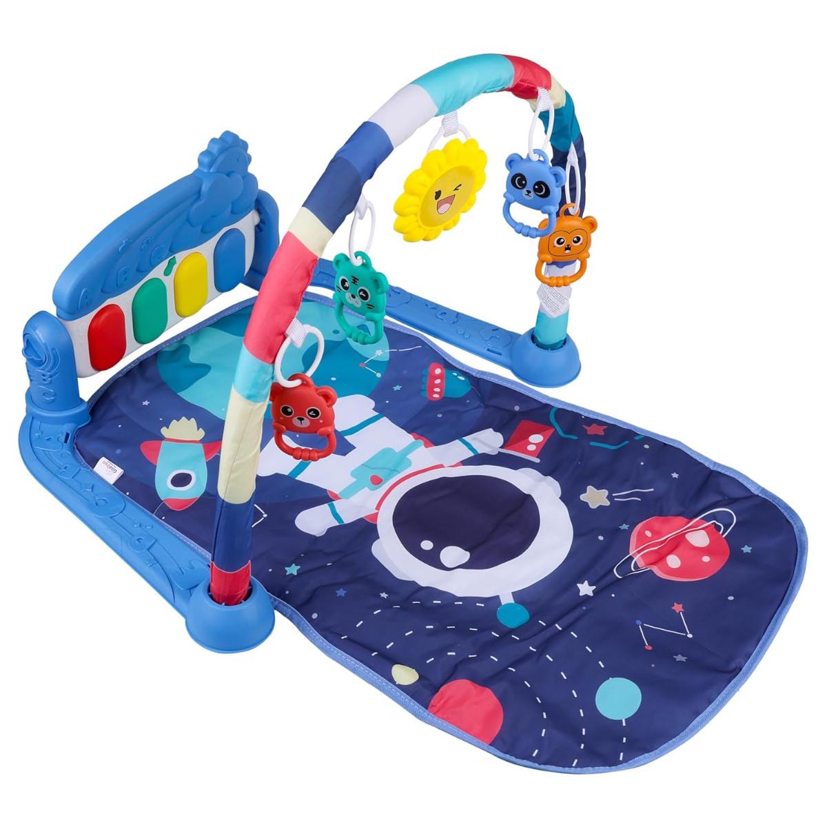 Килимок ігровий розвиваючий Aiyingle музичний для немовлят з дугою та піаніно Синій (668-216)