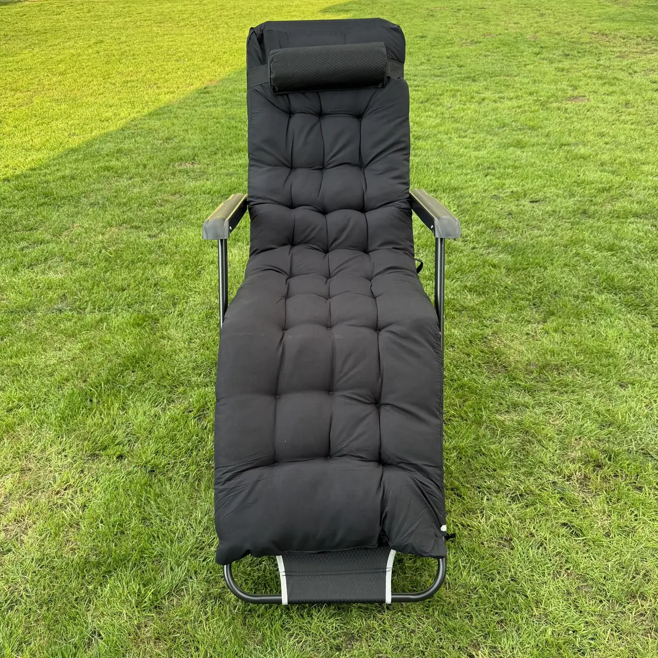 Шезлонг садовый тканевый с матрасом Garden Черный - фото 2