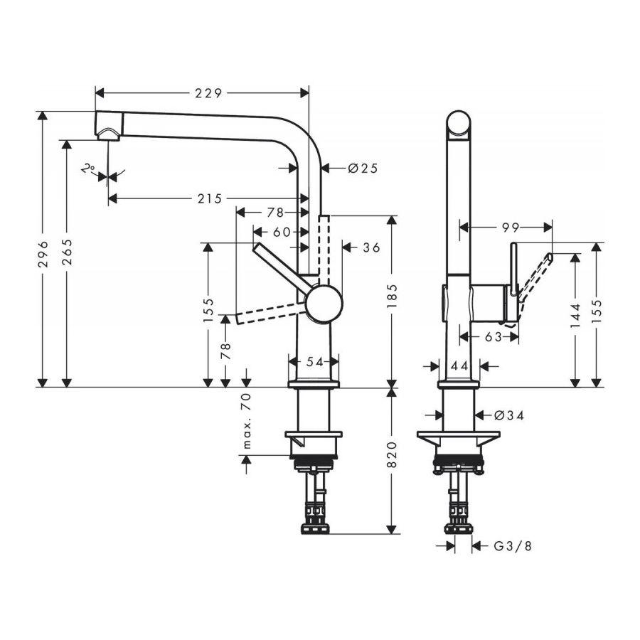 Змішувач для кухні Hansgrohe TALIS 72840000 одноважільний Хром (72202) - фото 2