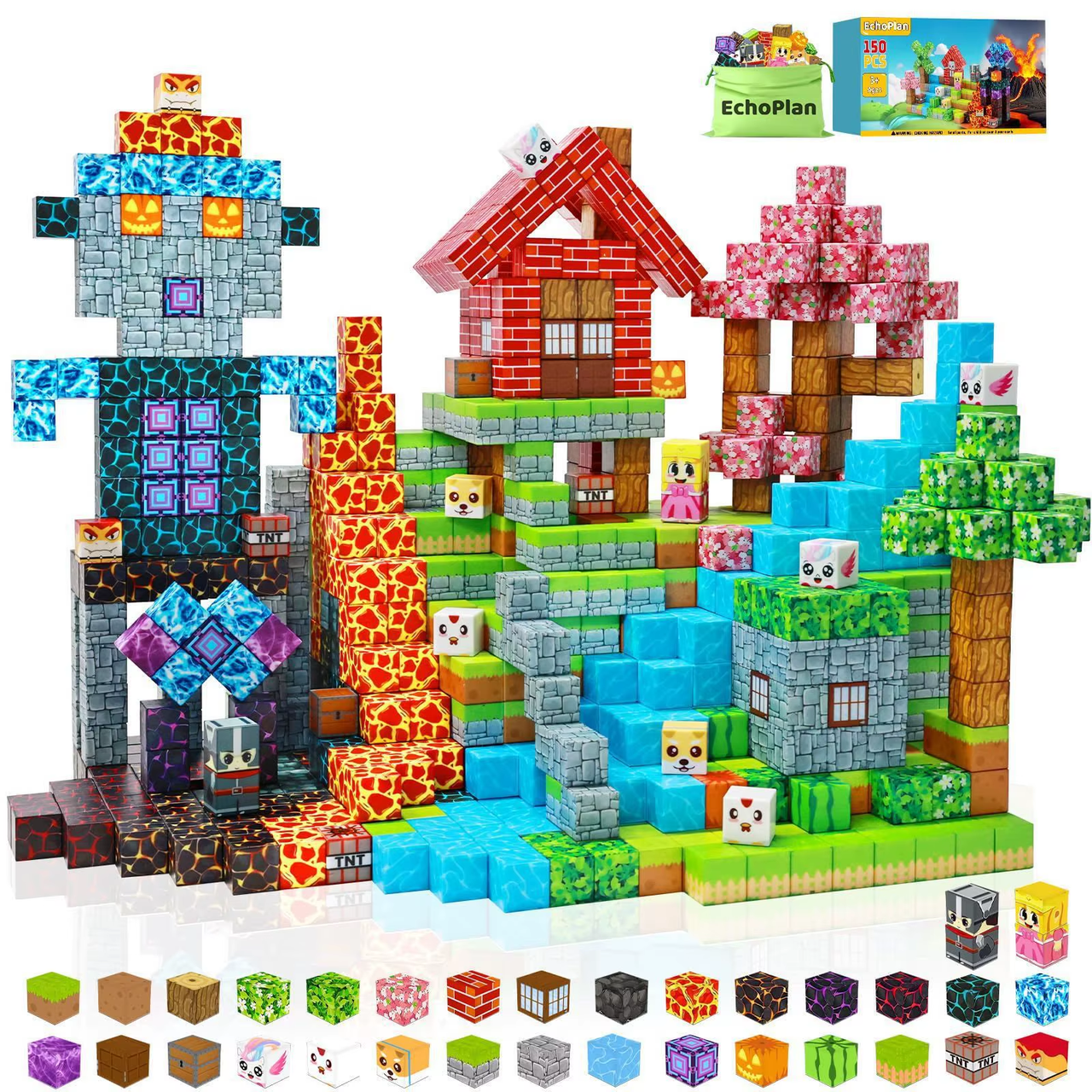 Конструктор магнитный Minecraft Мир биомов 150 шт. (Mk001066)