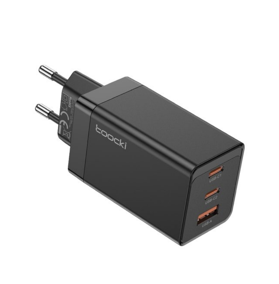 Зарядний пристрій швидкого заряджання Tooki 67 Вт GaN USB-C 65 Вт QC4.0 PD 3,0 45 Вт Black (1970159037) - фото 1