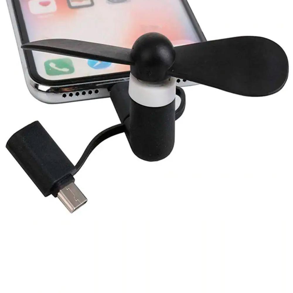 Вентилятор мини для смартфона 3в1 Type-C Lightning Micro USB Черный (1014-478-00) - фото 2