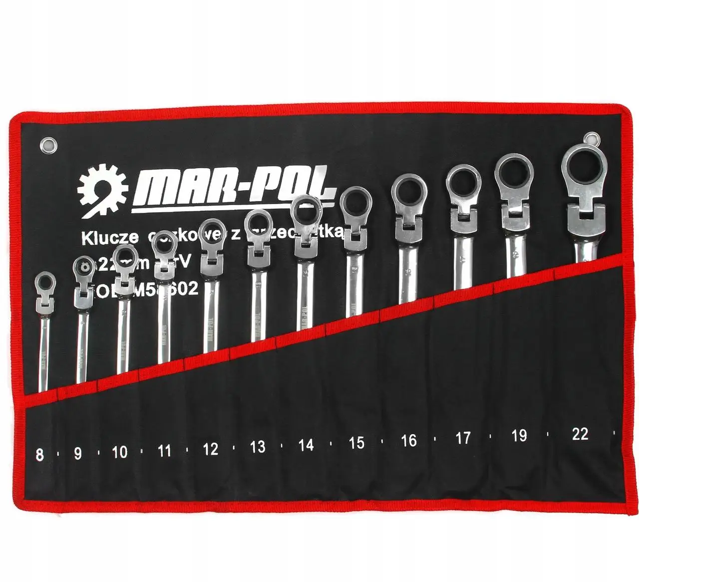 Набір ключів ріжково-накидних Mar-Pol M58602 з тріскачкою 8-22 мм