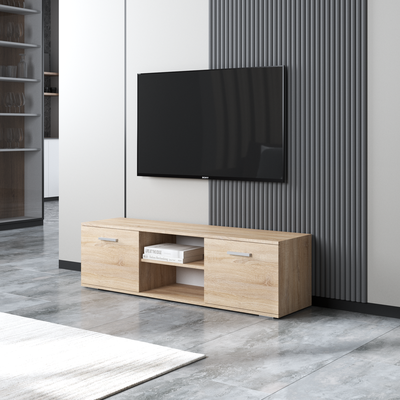 Тумба под телевизор Вайс M-106 1400х400х361 мм Дуб сонома (30658671) - фото 1 Тумба под телевизор Вайс M-106 1400х400х361 мм Дуб сонома (30658671) - фото 1