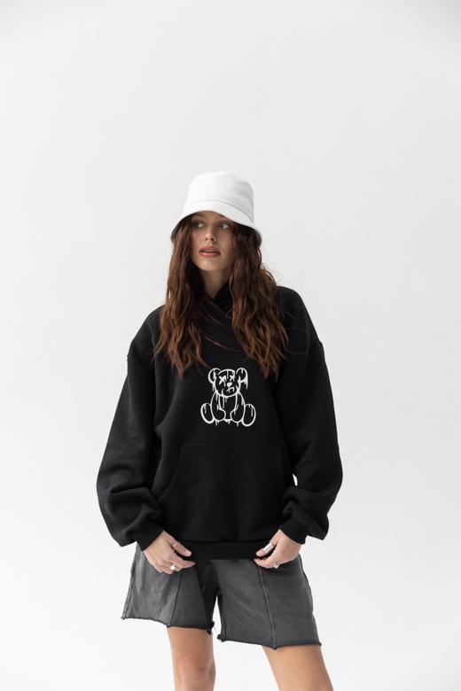 Худі жіночий GBI Bear Oversized бавовняний L/XL Чорний (13418-ж) - фото 1