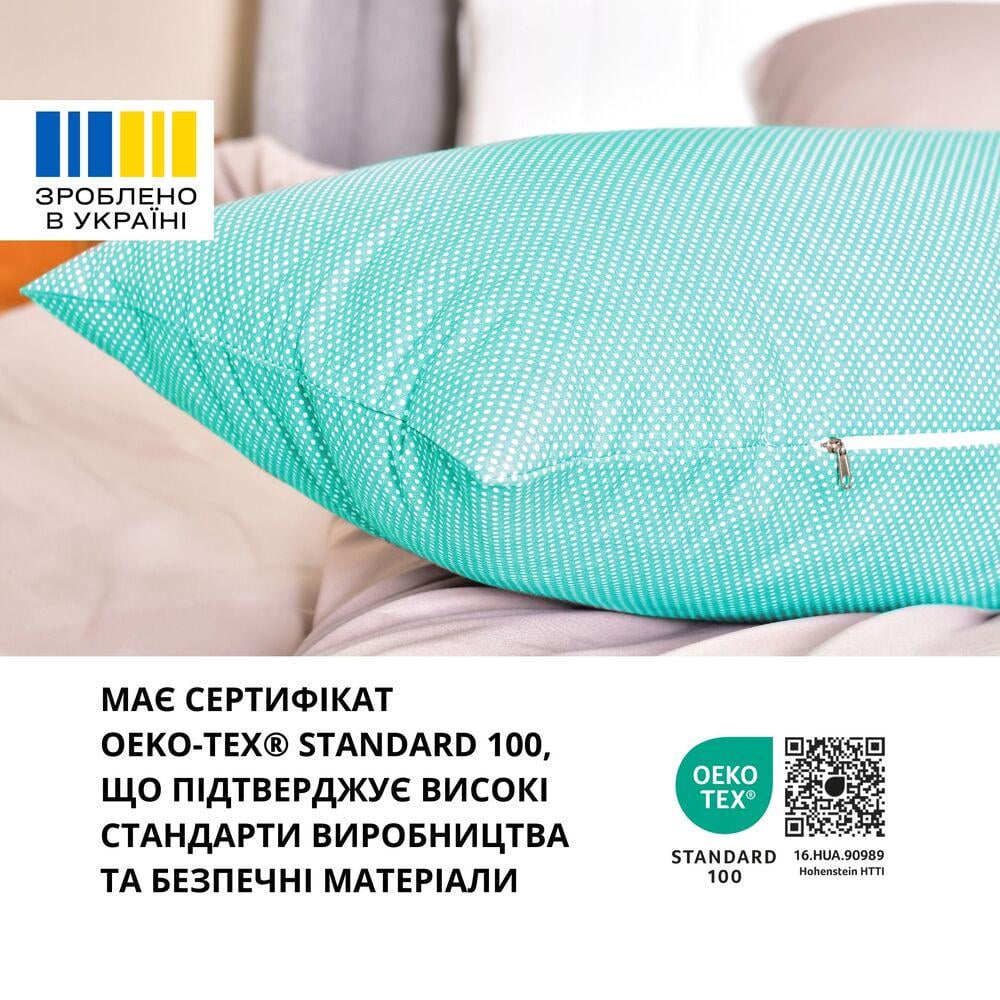 Подушка з наволочкою IDEIA NORDIC+ Горошок з блискавкою 40х140 см Білий/М`ятний (25791) - фото 8 Подушка з наволочкою IDEIA NORDIC+ Горошок з блискавкою 40х140 см Білий/М`ятний (25791) - фото 8
