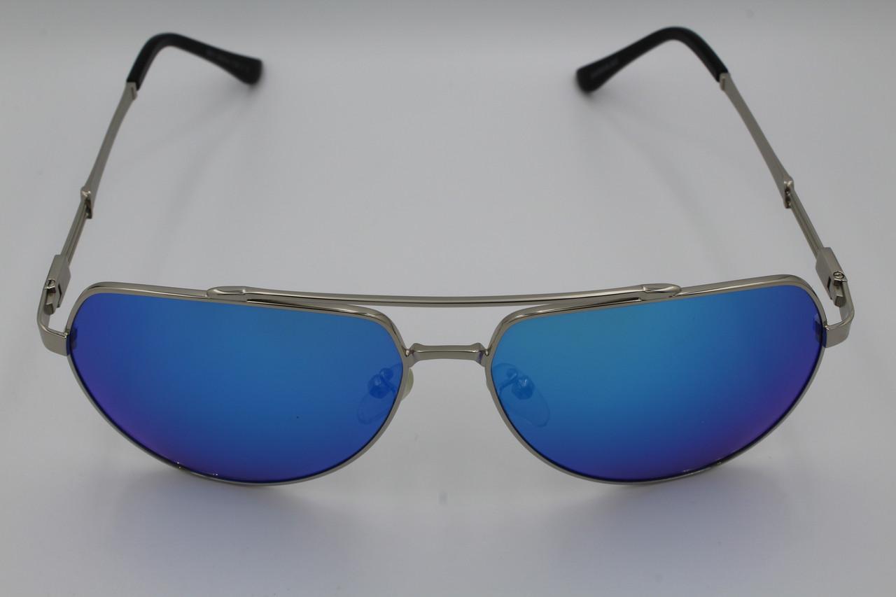 Солнцезащитные очки зеркальные поляризационные Jackfalali aviator Голубой 9111 с2 (2579322821) - фото 3