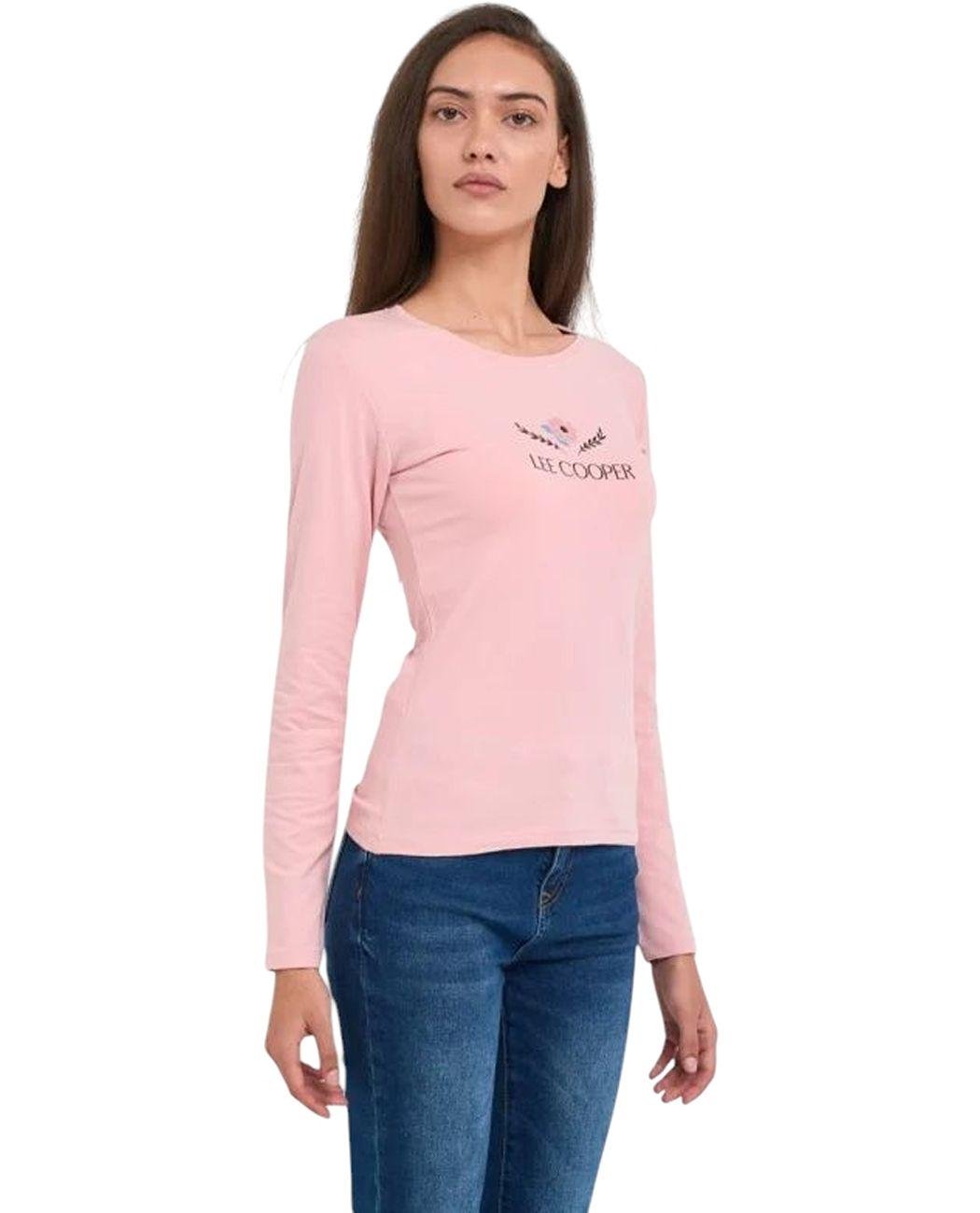 Футболка жіноча Lee Cooper 20196176.PA2 з довгим рукавом L Рожевий (5942723123145) - фото 3