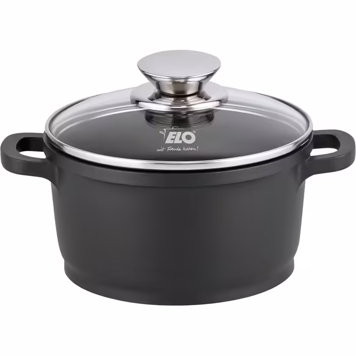 Каструля ELO алюмінієва зі скляною кришкою Alucast 16 см 1,3 л Чорний