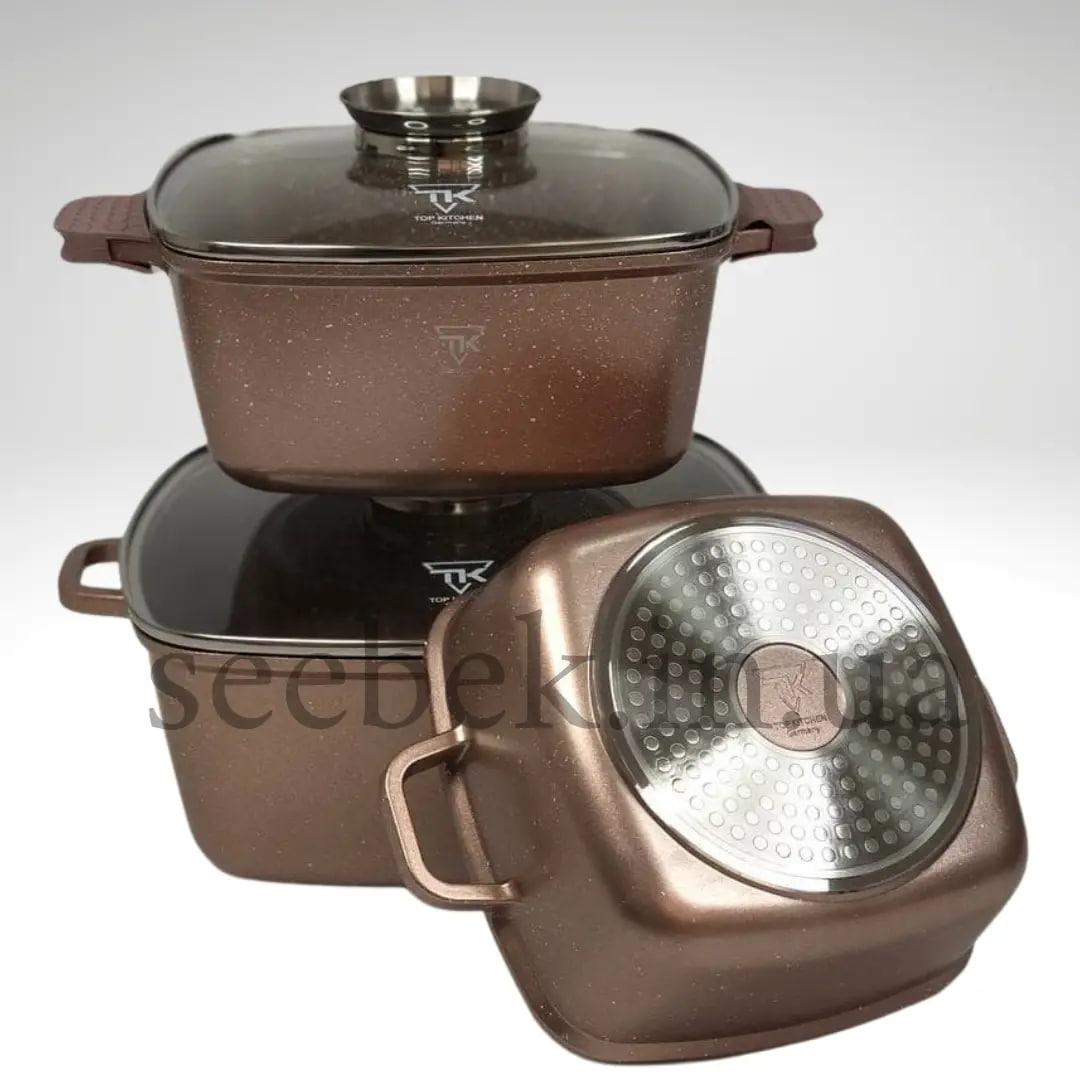 Набір посуду для індукції Top Kitchen TK-00025 з гранітним покриттям 6 предметів Пудровий (2480511868) - фото 2 Набір посуду для індукції Top Kitchen TK-00025 з гранітним покриттям 6 предметів Пудровий (2480511868) - фото 2