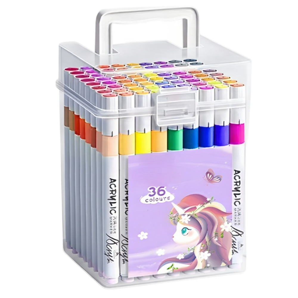 Набор акриловых маркеров 36 цветов для художественного творчества для раскрасок