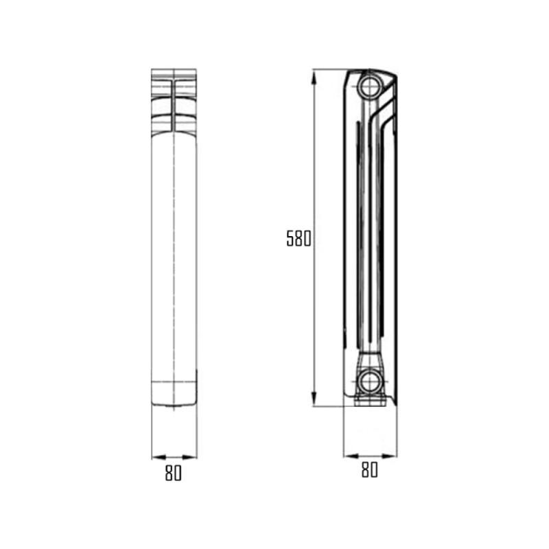 Радіатор біметалевий EcoLite 500/80 (FRRS00021650) - фото 2