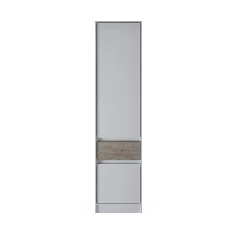 Шкаф-пенал закрыт с полками и ящиком Еверест Стайл-500 50х39х203 см Нимфея Альба/Дуб Крафт серый (DTM-071165)