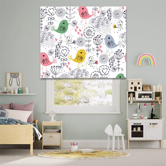 Римська штора система Classic InHt Дитячий Принт 04-69 Пташки 90х170 см Різнокольоровий (13941)
