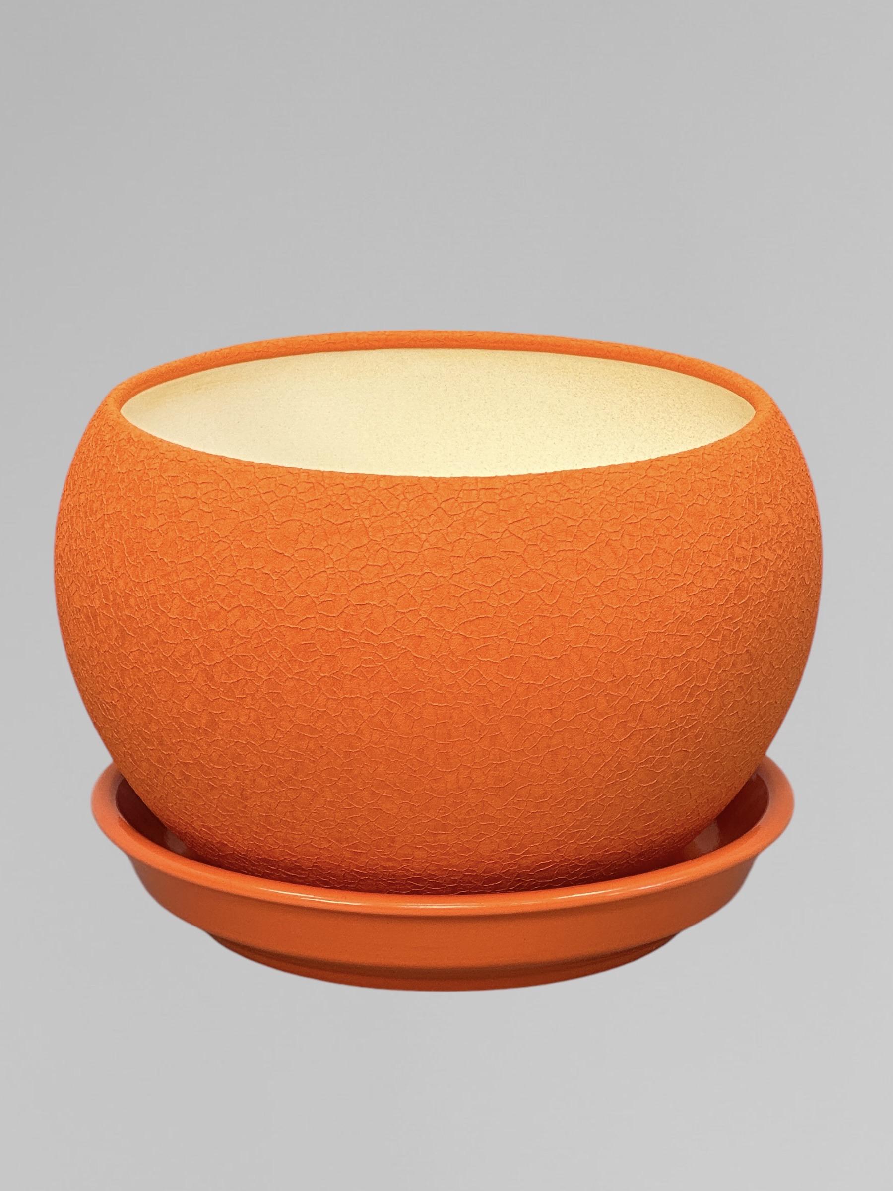 Горщик для квітів керамічний Куля шовк 1,4 л Помаранчевий (Г01018) - фото 2 Горщик для квітів керамічний Куля шовк 1,4 л Помаранчевий (Г01018) - фото 2