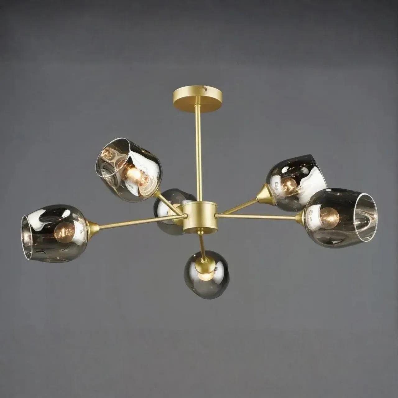 Люстра стельова Valeso на шість затемнених плафонів Е27 IP20 N6621/6 Золотий (28686022)