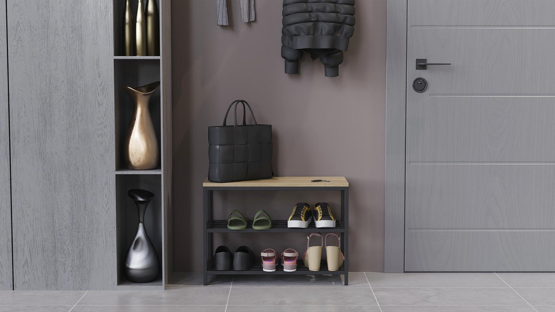 Банкетка универсальная Ferrum-decor Слайм ДСП 16 мм 45x63x26 см Черный/Дуб Сонома (FRD-104072) - фото 6