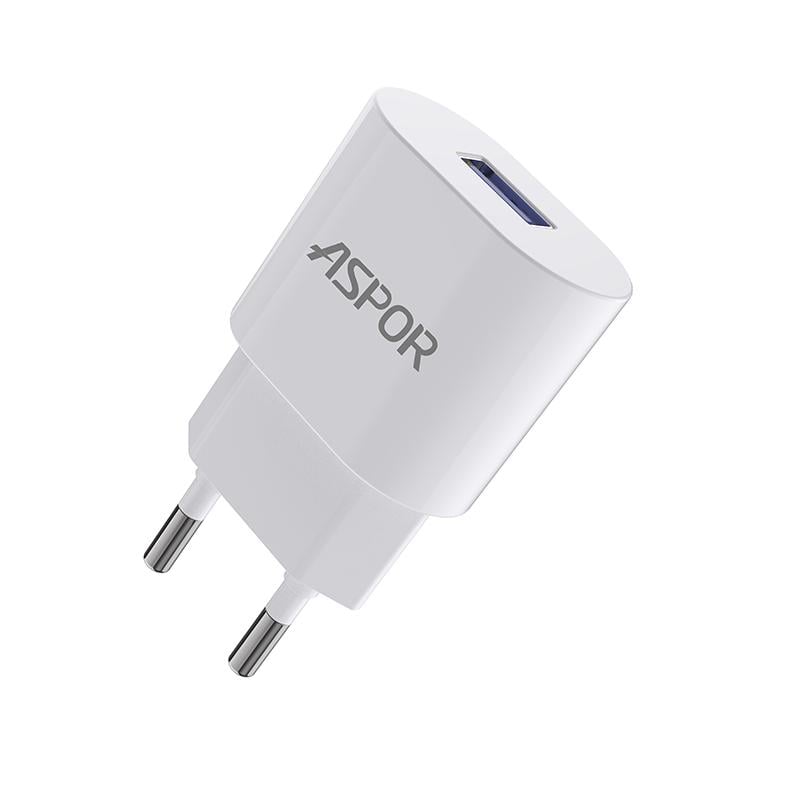 Зарядное устройство для телефонов Aspor A818 2,4 A 1 USB кабель Lightning Белый (557-925011)